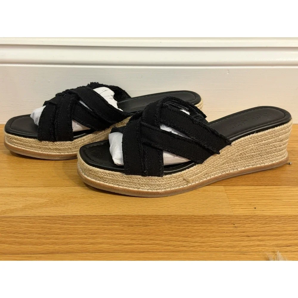 Splendid Delliny wedge sandals in black, Women's Size 10